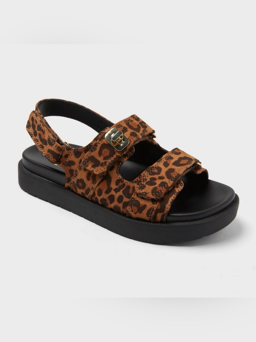 art class Leopard Print Brown Velcro Platform Sandals